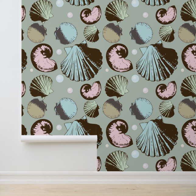 Papier Peint Motif Retro Seashell (Application)
