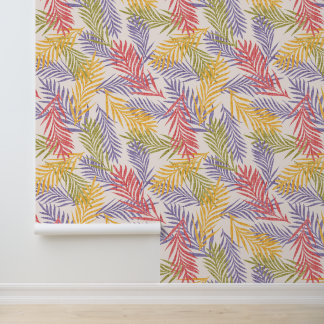 Papier Peint Motif rétro tropical de feuille de palmier.