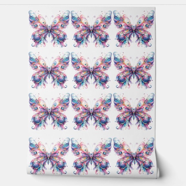 Papier peint Motif rose et pourpre (Déroulement)