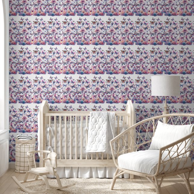 Papier peint Motif rose et pourpre (Enfants)