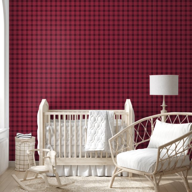 Papier Peint Motif Rouge Chèques Plaid Bureau (Enfants)