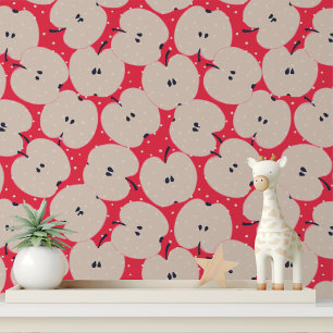 Papier Peint Motif rouge pomme moderne