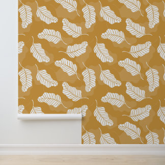 Papier Peint Motif sans couture avec Feuilles dorés et blancs