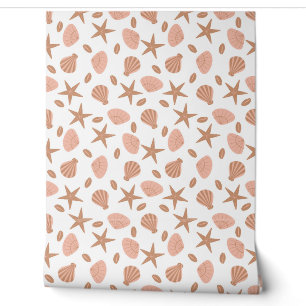 Papier Peint motif sans couture vectoriel avec coquillages en p