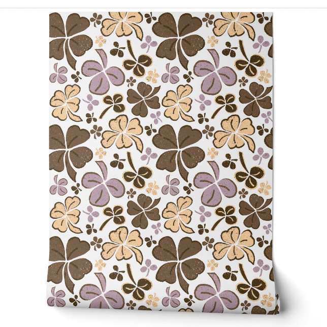 Papier Peint Motif Shamrock de  de Tissu rose beige (Déroulement)