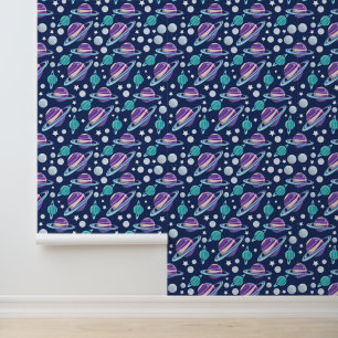Papier Peint Motif spatial, Planètes, Étoiles, Galaxie, Cosmos