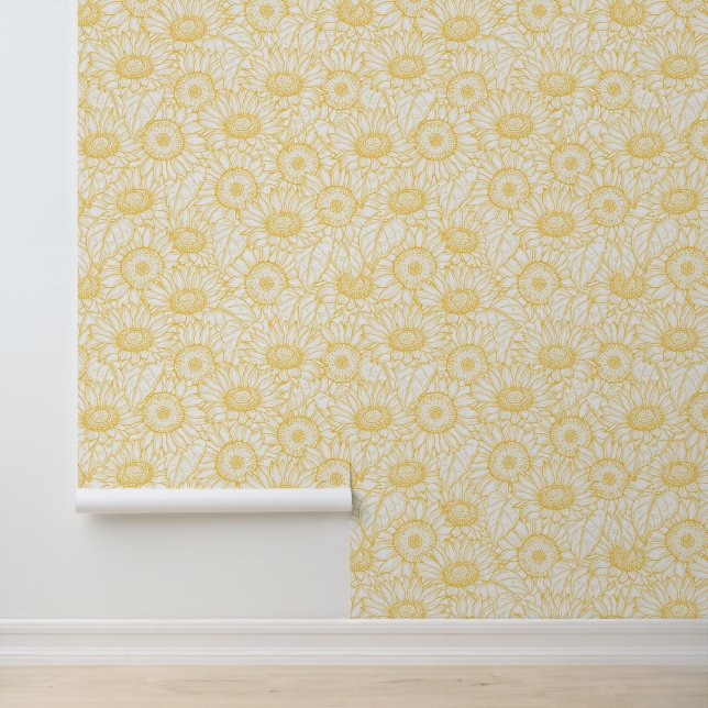 Papier Peint Motif Sunny Sunflower (Application)