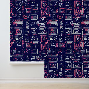 Papier Peint Motif technologique futuriste dans Neon Colors