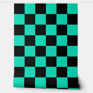 Papier Peint Motif turquoise Turquoise et Black Checker