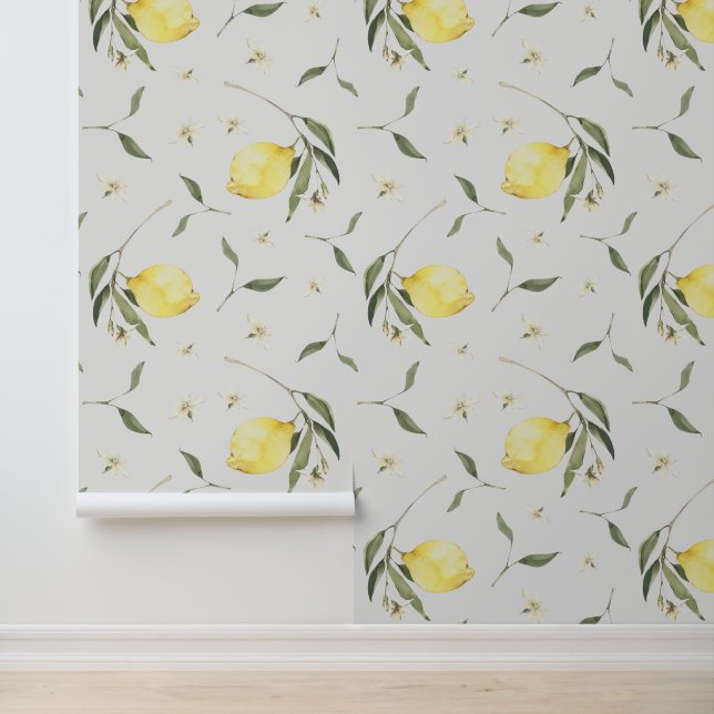 Papier Peint Motif vibrant de fruits de citron (Application)
