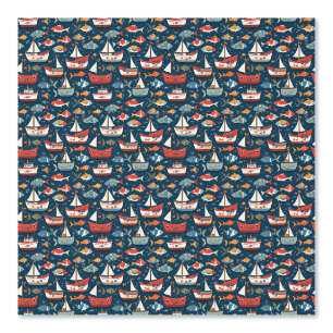 Papier Peint Motif Whimsical de poisson et de bateau