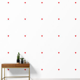 Papier Peint Motifs de coeur rouge Solide Blanc Élégant Joli mi