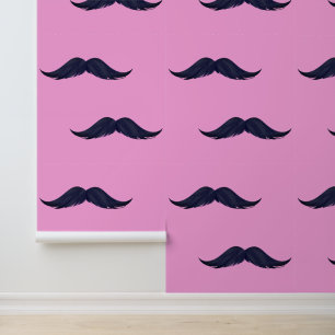 Papier Peint Moustaches Couleur personnalisée Rose drôle