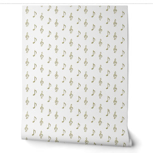 Papier Peint Musique bossée Note & Treble Clef Gold Musical