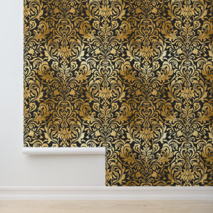 Papier Peint Mustard Or noir élégant floral