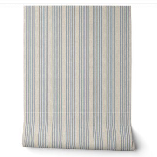 Papier Peint Muted Distressed Blue Farmhouse Ticking Stripe