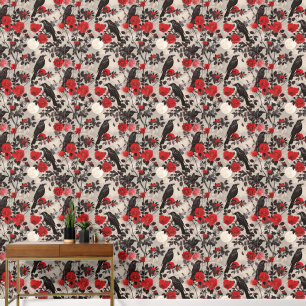 Papier Peint Mystique Crows Rose Lune Minuit Peel & Stick