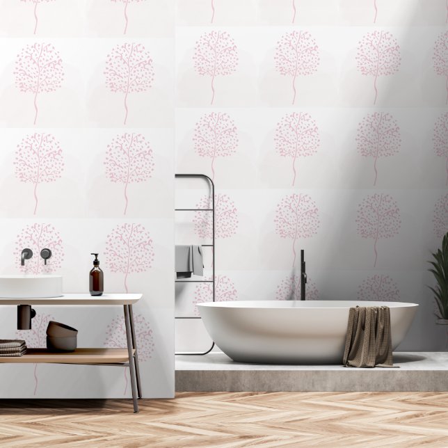 Papier Peint Nature Abstraite rose moderne (Salle de bain)