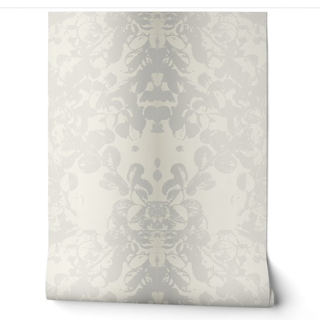 Papier Peint Neutral Gray Beige Floral Seamless Wallpaper  (Déroulement)
