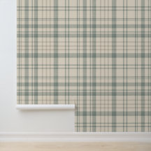 Neutral Green Beige Plaid