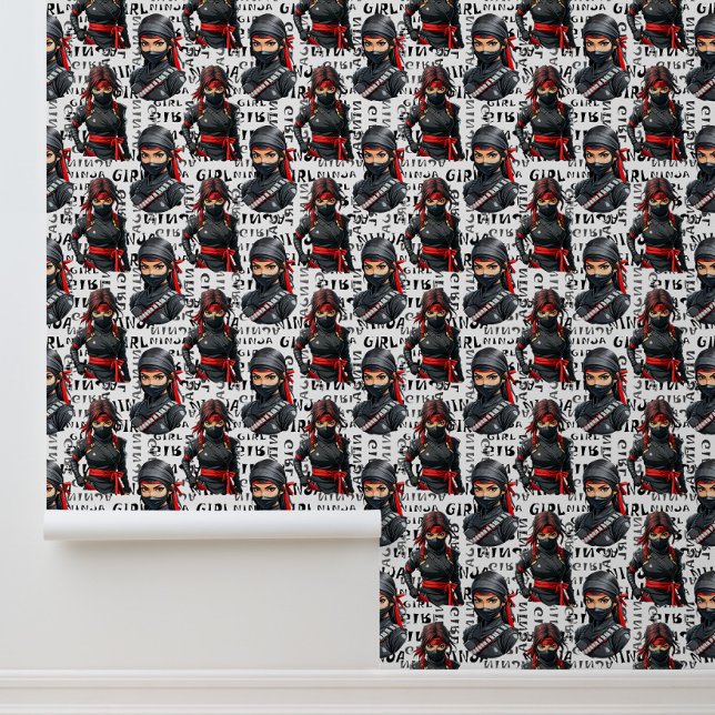 Papier Peint Ninja Girls Anime With Text Pattern Design (Créateur téléchargé)