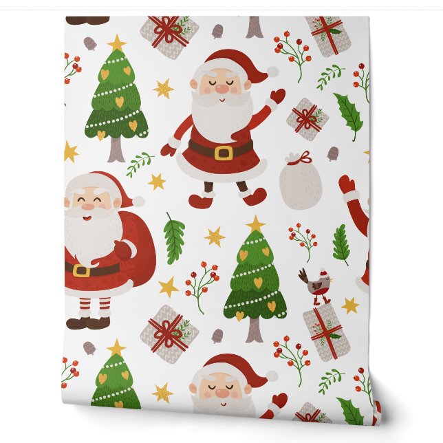 Papier Peint Noël festif de Cute Père Noël (Déroulement)