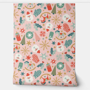 Papier Peint Noël Retro Pastel