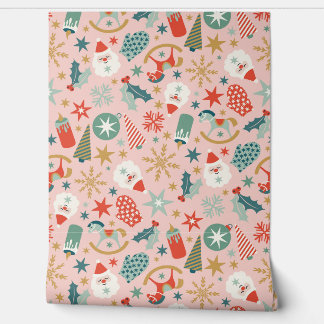 Papier Peint Noël Retro Pastel