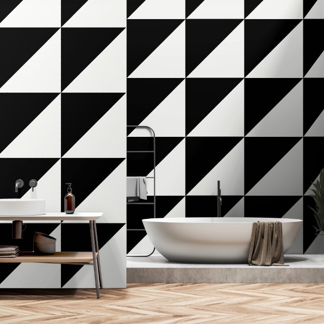 Papier Peint Noir et blanc (Salle de bain)