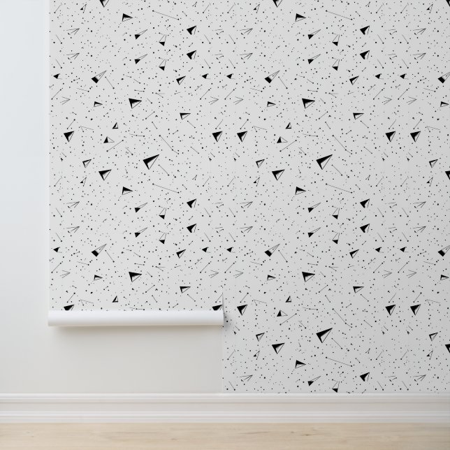 Papier peint noir et blanc motif géométrique (Application)