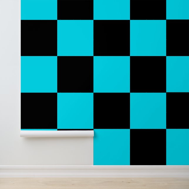 Papier peint noir et blanc Turquoise - Couleur per (Application)