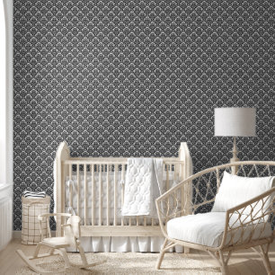 Papier Peint NOIR Jet Black Damask Motif sans fil