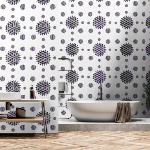 Papier Peint Noir moderne violet Abstrait Motif élégant blanc