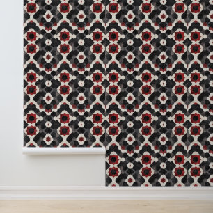 Papier peint noir motif géométrique