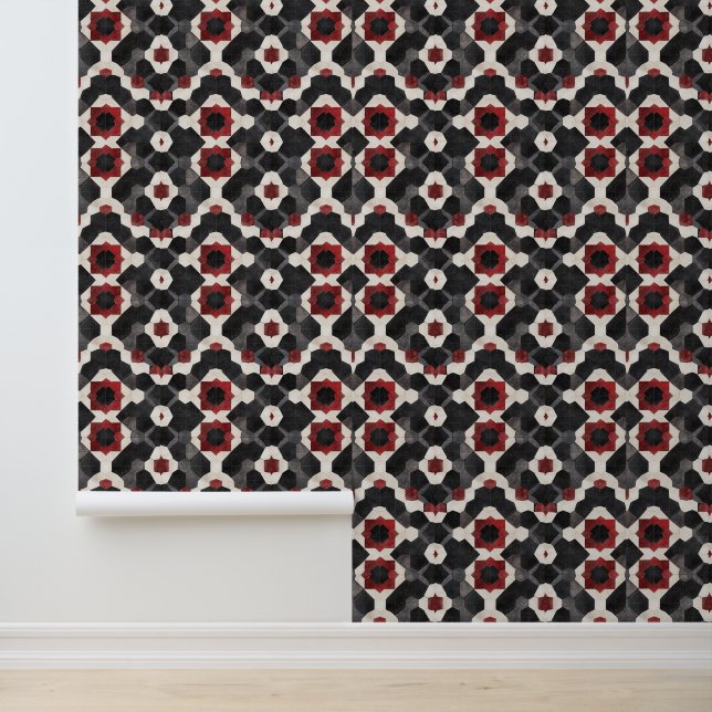 Papier peint noir motif géométrique (Application)