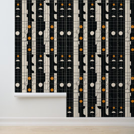 Papier peint noir motif géométrique