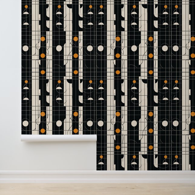 Papier peint noir motif géométrique (Application)
