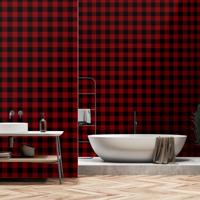Papier Peint Noir rouge Crimson 3 pouces Luminjack Buffalo Plai (Salle de bain)