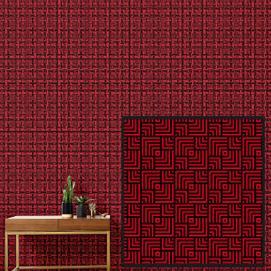 Papier Peint Noir sur Carrés de chevauchement géométrique rouge