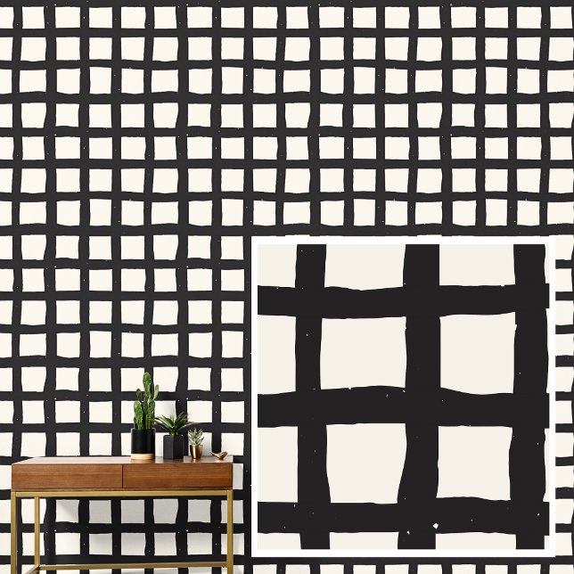 Papier Peint Noir sur les Carrés de la grille d'os (Créateur téléchargé)