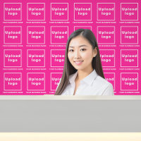 Nom et logo de l'entreprise en rose