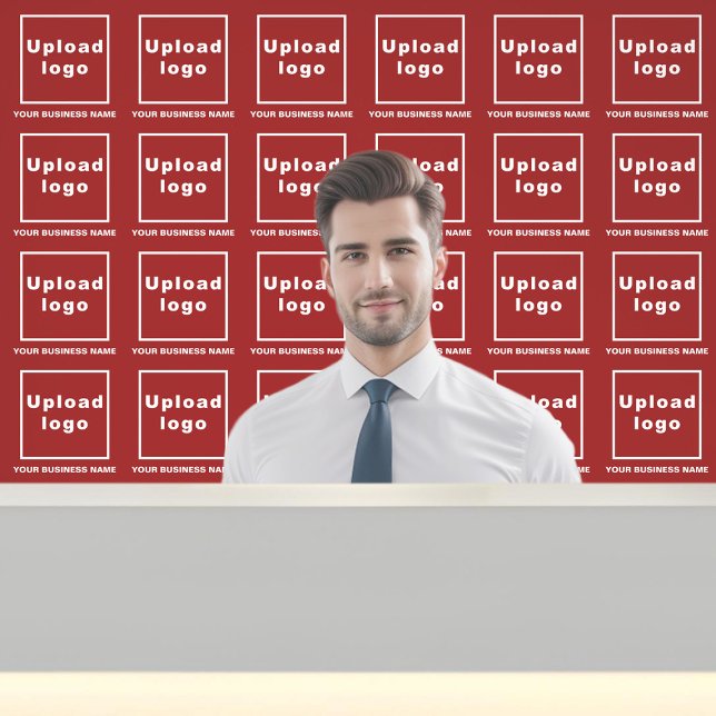 Papier Peint Nom et logo de l'entreprise en rouge (Business name and logo on red wallpaper)