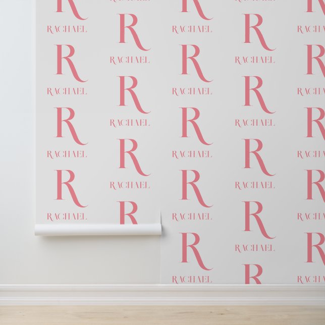 Papier Peint Nom Monogramme personnalisé Minimal Stylish Rose (Application)