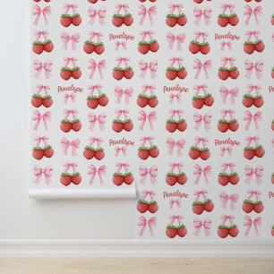 Papier Peint Nom personnalisé mignon Bow rose et coquette frais