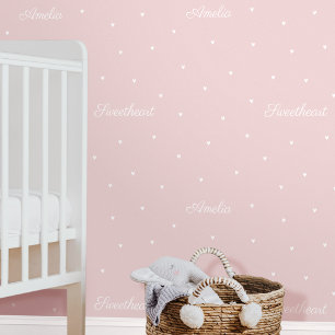 Papier Peint Nom personnalisé mignon Mots Coeur rose Enfants Nu