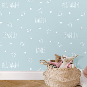 Papier Peint Nom personnalisé Star Blue Kids Nursery