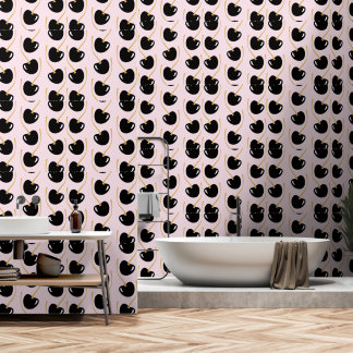 Papier Peint Nostalgic powder pink black cherry wallpaper 
