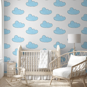 Papier Peint Nuages Bleus Sur Blanc