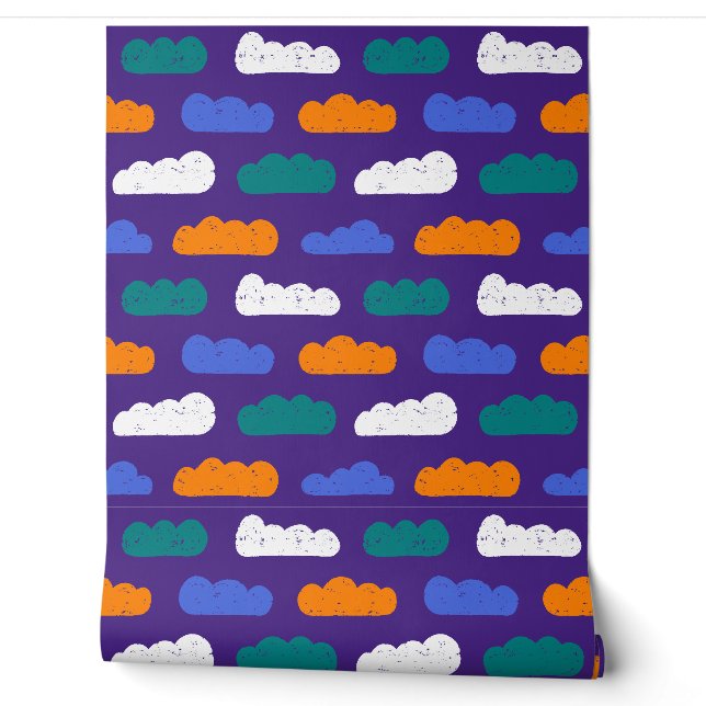 Papier Peint Nuages texturés de rayonne sur violet royal (Déroulement)