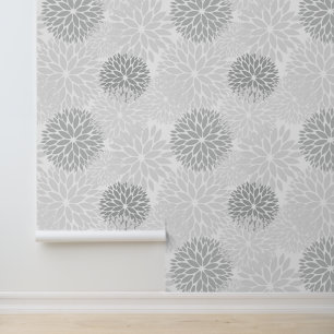 Papier Peint Nuances de gris floral